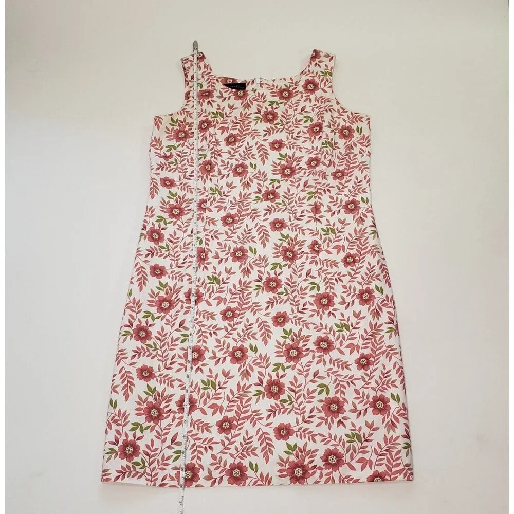 Charter Club Sheath Dress Women's Size 10 Cotton Pink Poppy Floral Zipper VTG - Picture 5 of 16